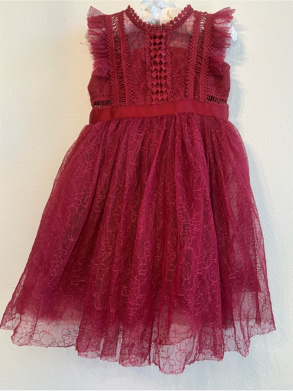 Trish Scully Child Toddler Girl Burgundy Lace Party Dress